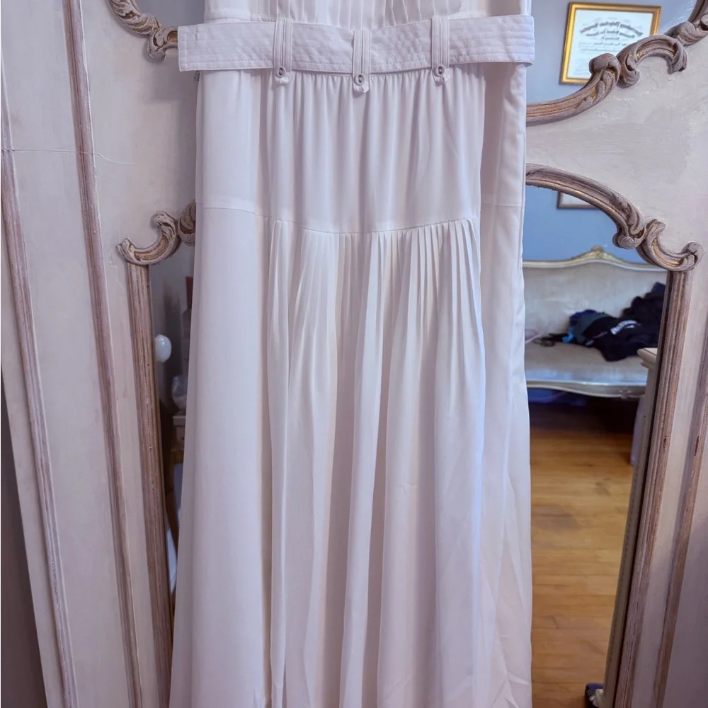White House Black Market Pure White Belted Beautifully Tailored Dress NWT US 8 - Picture 7 of 8